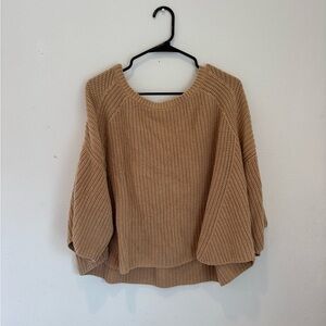 Free People Tan Crew Neck Sweater size L